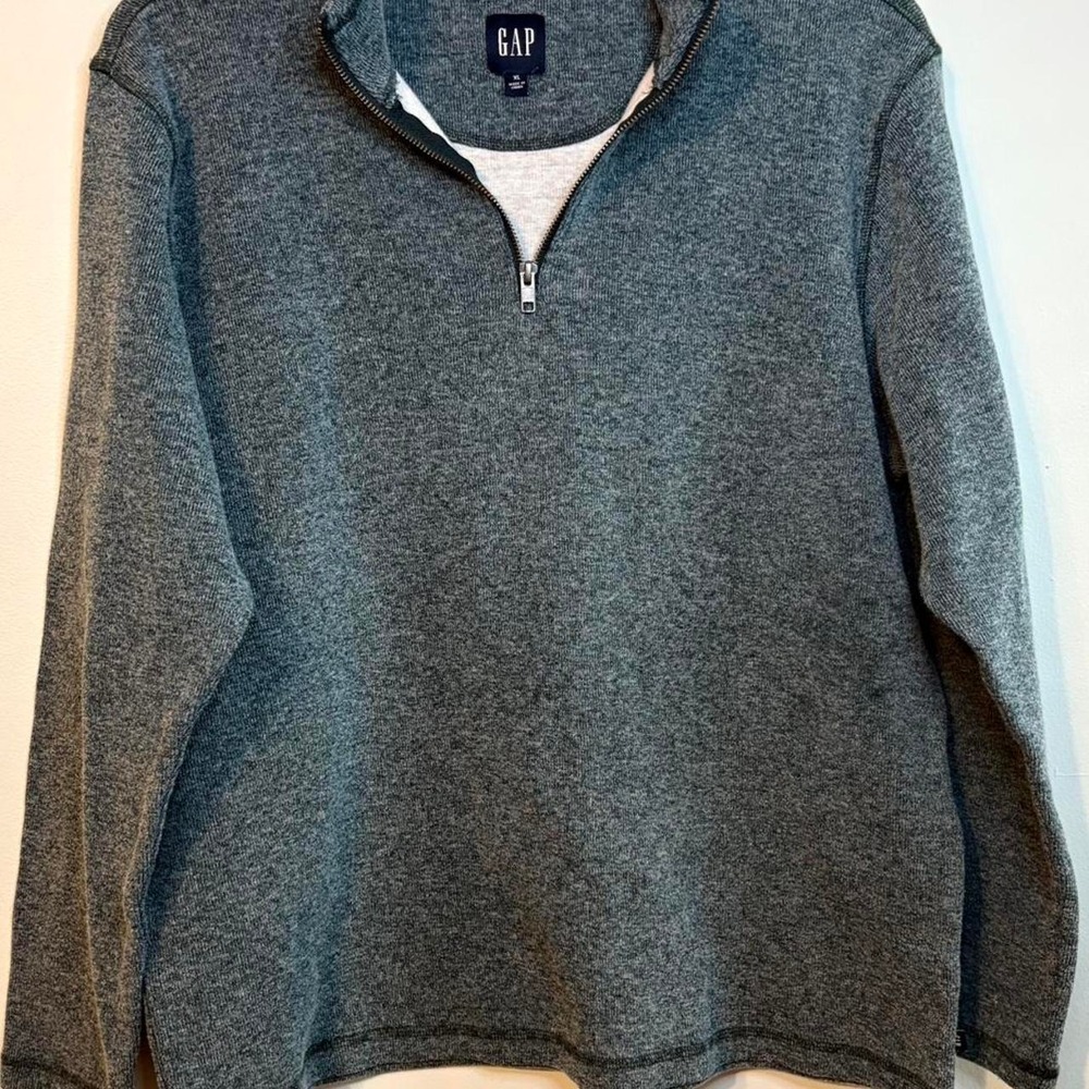 GAP blue-gray Quarter Zip Pullover Sweater XL Casual Minimalist